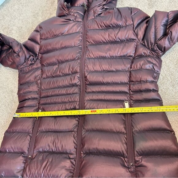 Andrew Marc burgundy red quilted packable compressible goose down hood coat XL - Picture 10 of 14